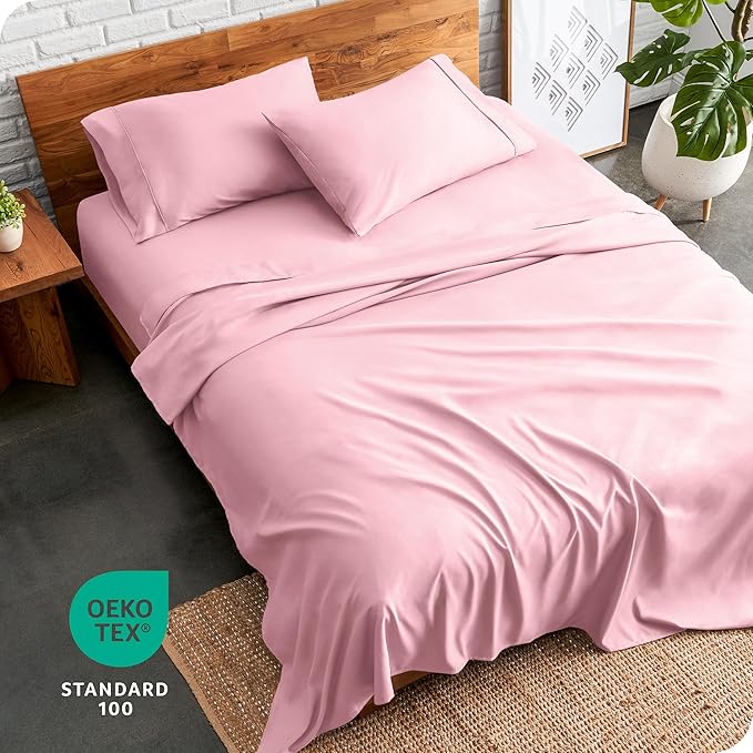 Bare Home Full Sheet Set - 1800 Ultra-Soft Microfiber Full Bed Sheets - Double Brushed - Deep Pockets - Easy Fit - 4 Piece Set - Bedding Sheets & Pillowcases (Full, Light Pink)