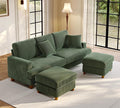 87.2" Couches for Living Room, Comfy U Shaped Couch Green 7.5" Thicker Cushion, Sofas for Living Room Tool-Free Setup, Loveseat with Ottoman 848lbs Support, Corduroy Couch for Bedroom, Office
