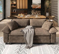 Modular Loveseat Cloud Sofa, 87.5'' Oversized Chenille Sectional Couch with Wider Armrest and Pillow, 2 Seat Upholstered Modern Love Seat for Living Room Bedroom, Taupe